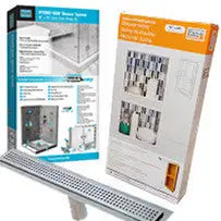 Showertec Waterproof Shower Kit – 32" X 60" With 2" ABS Drain – AISI 304 Stainless Steel Grid – Pre-Sloped Tray & Foiltec Membrane – Complete Easy-Install System – Made In Italy