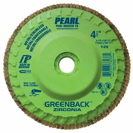 Pearl Greenback Zirconia Maxidisc Trimmable Flap Disc 4-1/2" x 5/8"-11