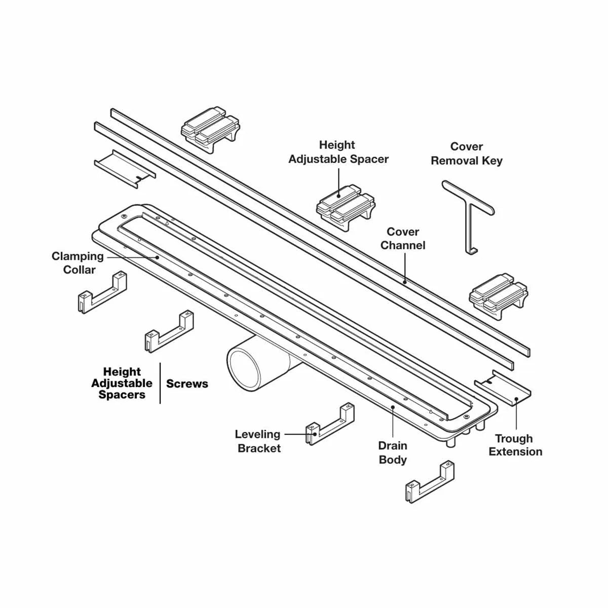 32" QuickDrain Showerline Drain Body