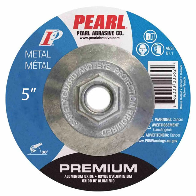 Pearl Premium A.O. Depressed Center Grinding Wheel 5" x 7/8"