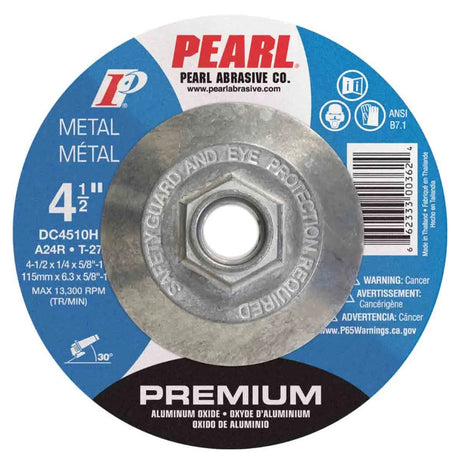 Pearl Premium AO Depressed Center Grinding Wheel - 4-1/2" x 5/8″-11