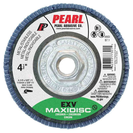 Pearl EXV Zirconia Maxidisc Flap Disc 4-1/2" x 5/8"-11 Z80 T27