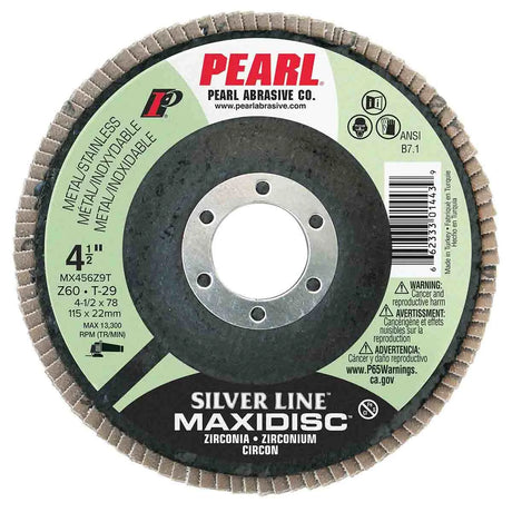 Silver Line Zirconia Maxidisc Flap Disc 4-1/2" x 7/8" Z60 T29