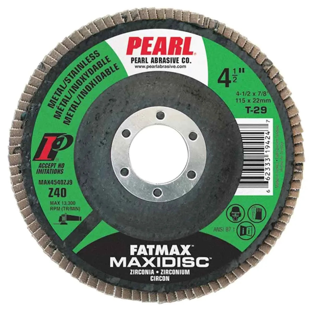 Pearl Fatmax Zirconia Maxidisc Flap Disc - 4-1/2" x 7/8" T29