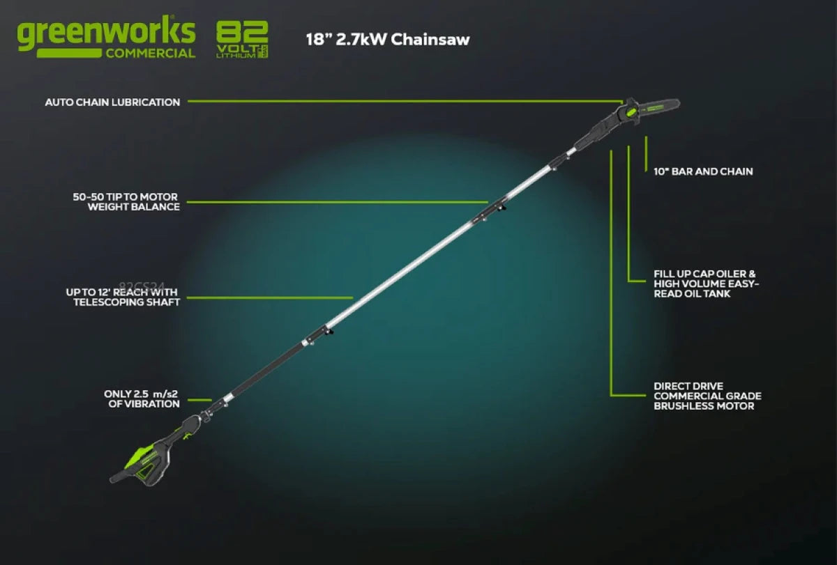 Greenworks 82V Gen II Polesaw w/ Telescoping Shaft (Tool-Only) Specs