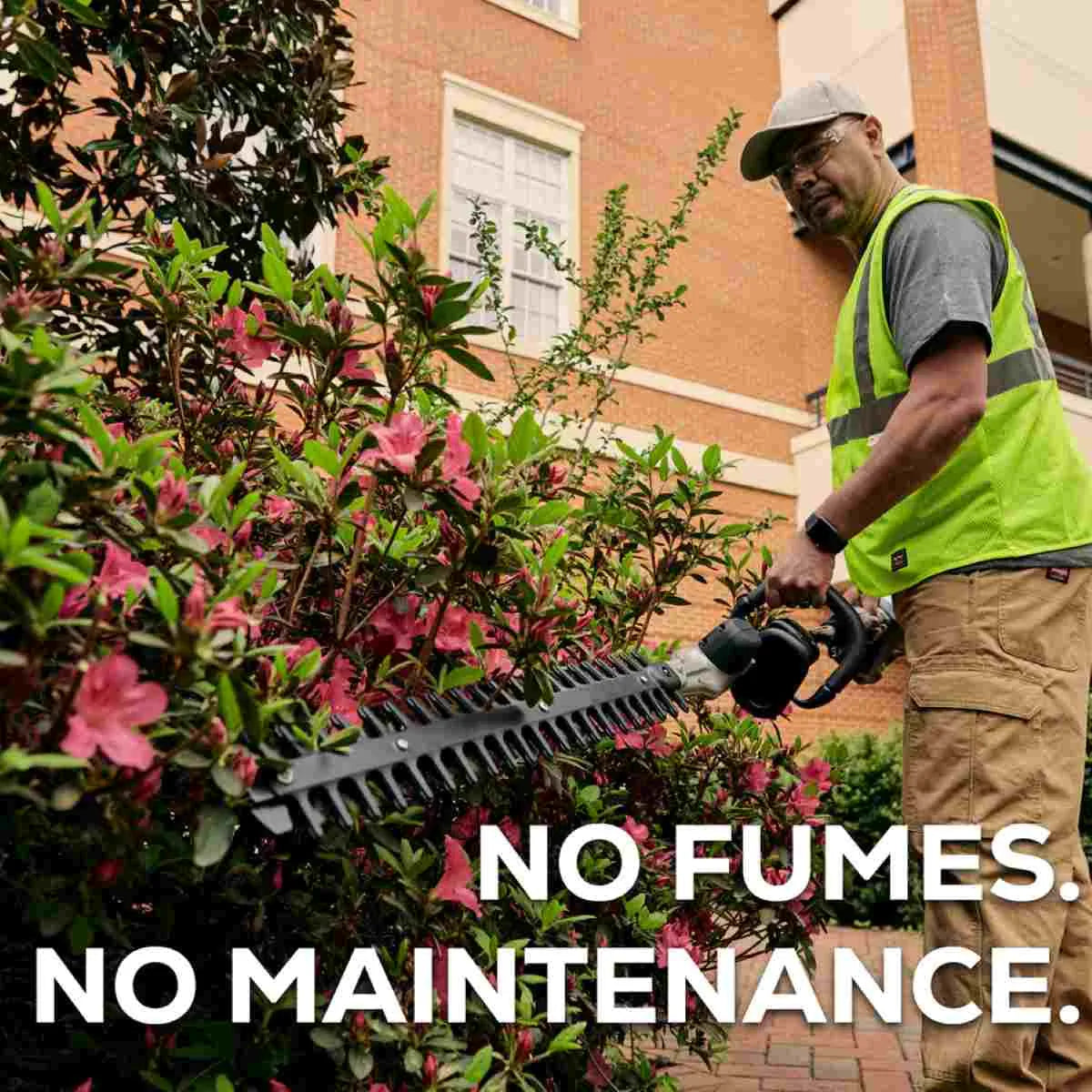 Greenworks 82V Short Pole Hedge Trimmer with 2.5 Ah Battery and Dual Port Charger No Maintenance