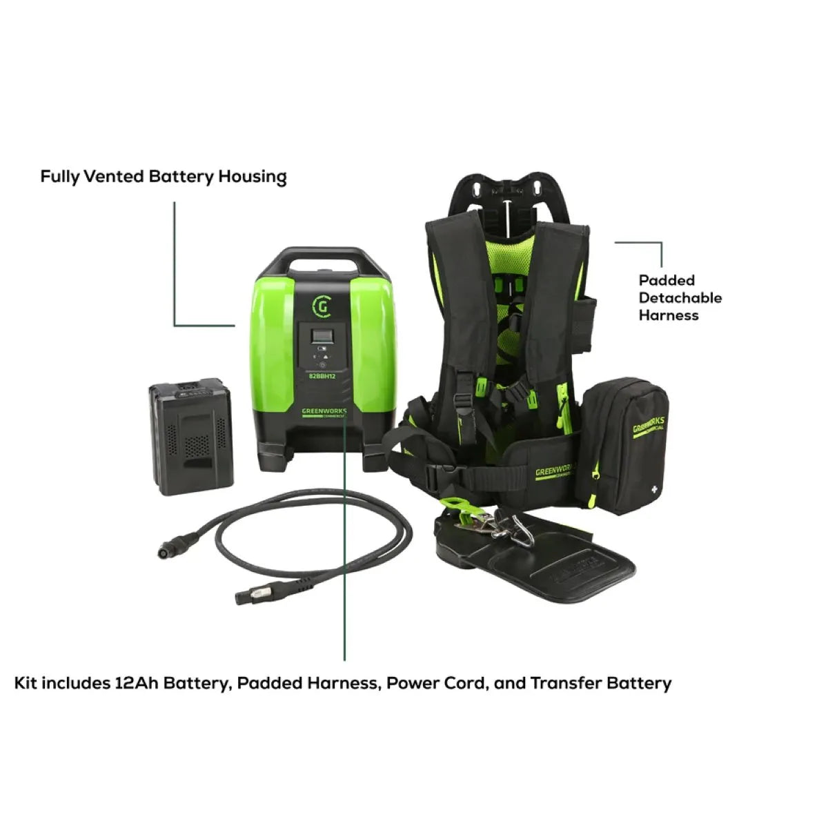 Greenworks 82V 12Ah Backpack Battery Specs