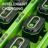 Greenworks 82V Six Port Charger with Six 4Ah Batteries intelligent charging
