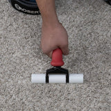 The 10-124 smooth roller head seams the carpet without fraying the yarn ends, providing a seam with no gaps or overlays
