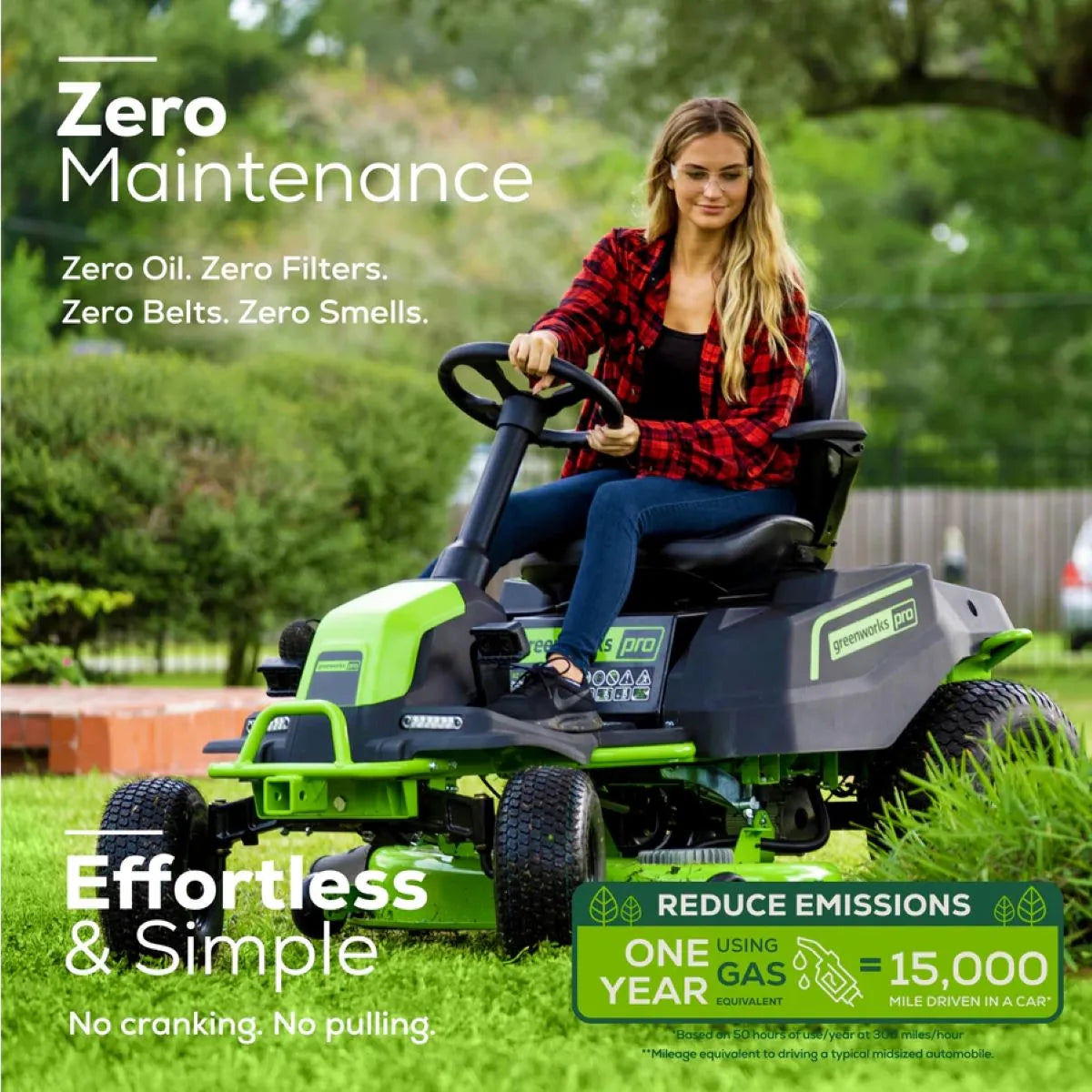 Greenworks 82V 42" Residential Lawn Vehicle Zero Maintenance
