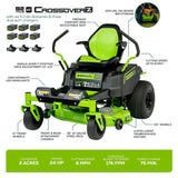 Greenworks 82V 42" CrossoverZ Ride-On Zero Turn Mower Specs
