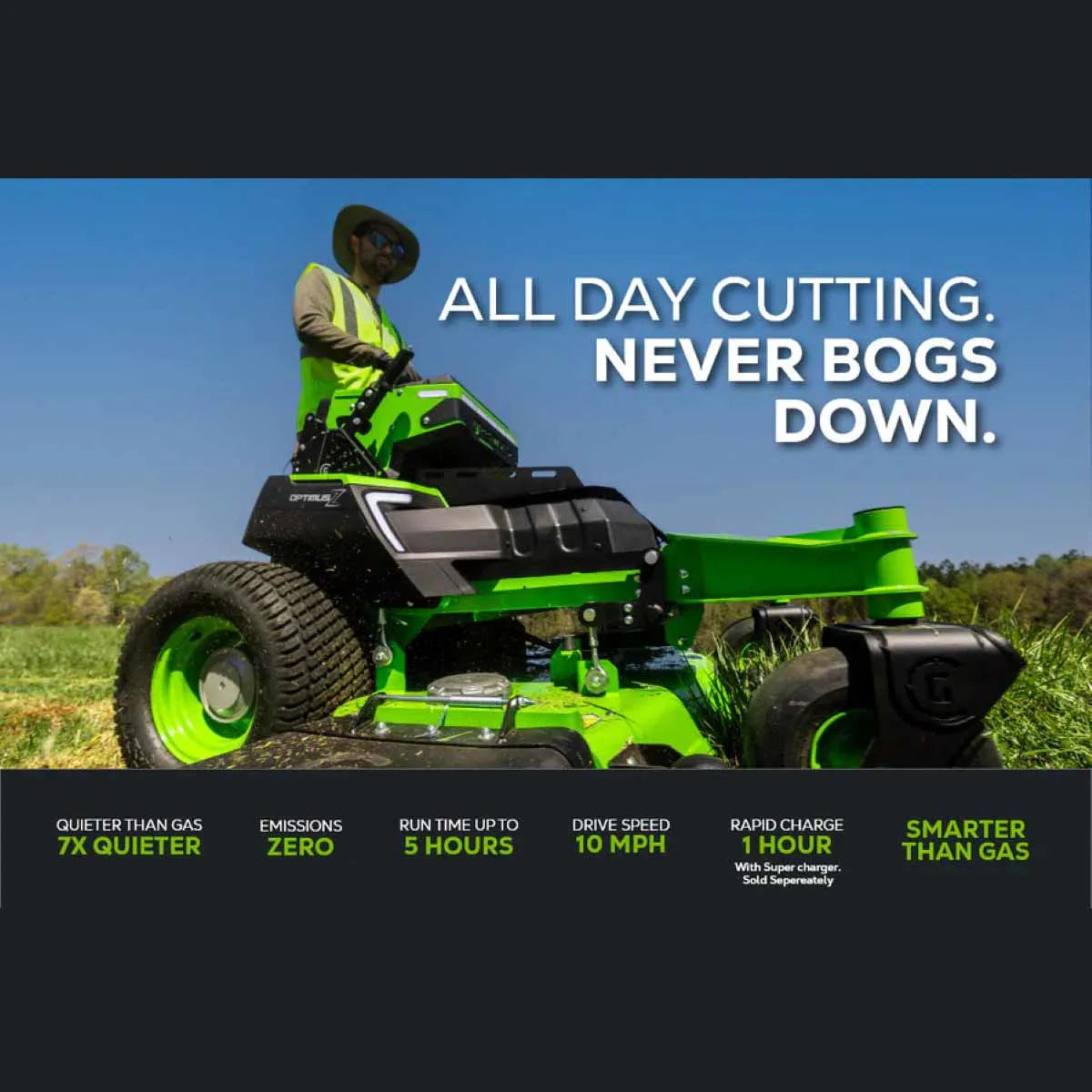 Greenworks OptimusZ 52" 18kWh Stand-On Zero Turn Mower All Day Cutting