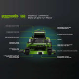 Greenworks 48" Optimus Stand On ZTR 18kWh Battery Specs