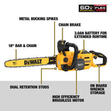 DeWalt 60V Max 18in Cordless Chainsaw Kit Specs