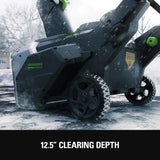 Greenworks 21" Self-Propelled Mower with 4Ah Battery and Charger clearing depth