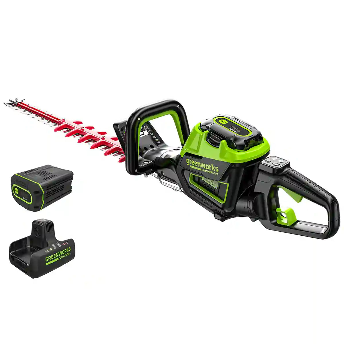 Greenworks 82V OPTIMUS 24" Double-Sided Hedge Trimmer with 2.5Ah Battery and Dual-Port Charger