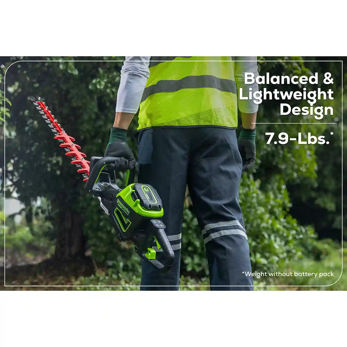 Greenworks 82V OPTIMUS 24" Double-Sided Hedge Trimmer with 2.5Ah Battery and Dual-Port Charger