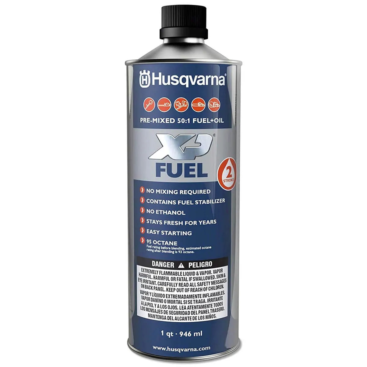 husqvarna xp+ pre-mixed 2 cycle fuel 50:1 ethanol free, high octane