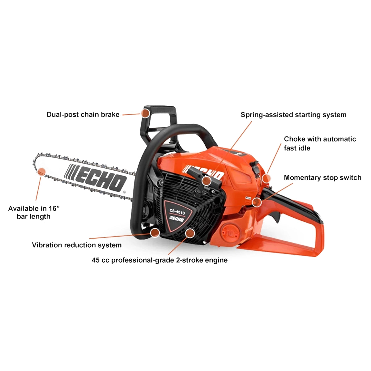 ECHO CS-4510 18" Rear-Handle Chainsaw Specs