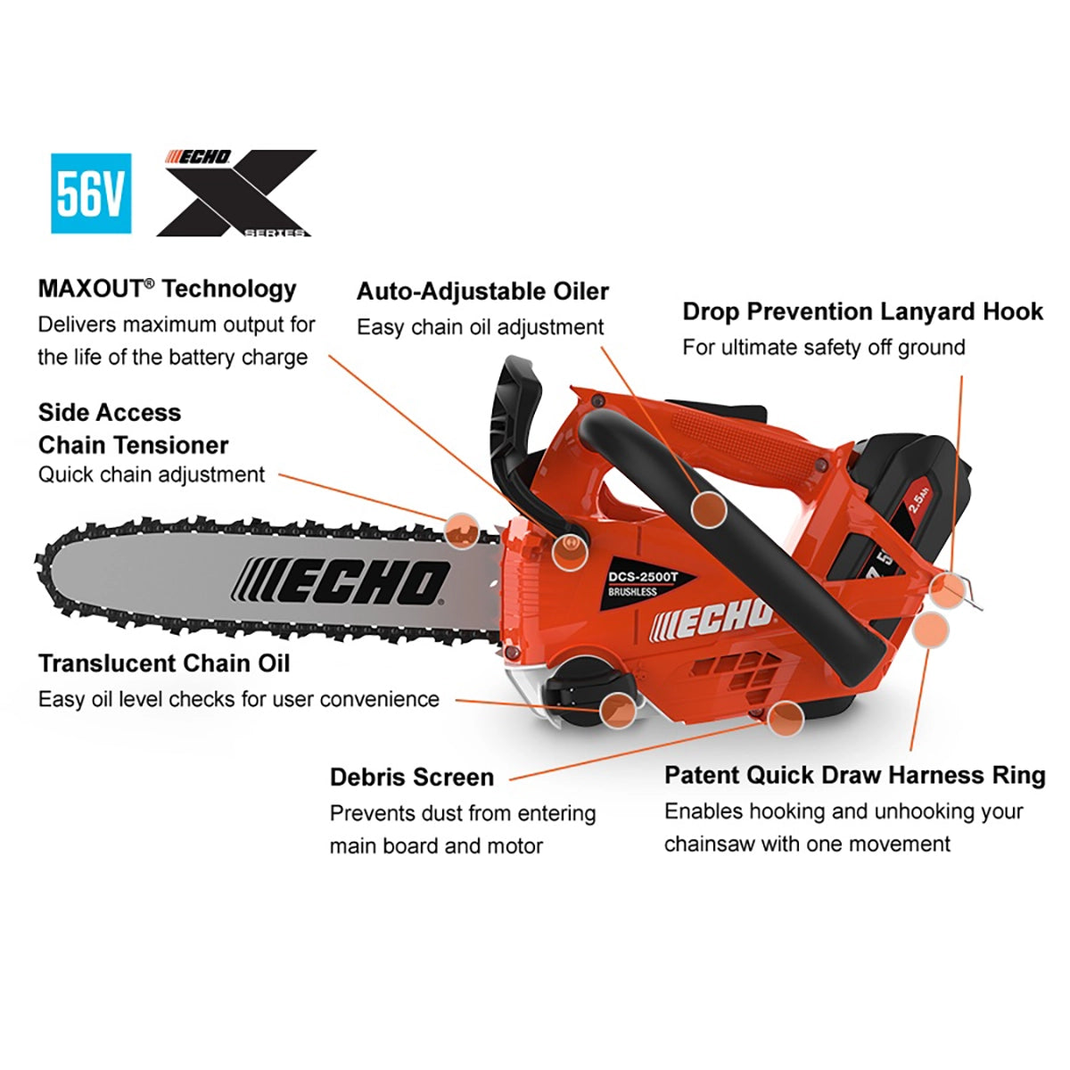 ECHO 56V 12" Chainsaw w/ Battery & Rapid Charger