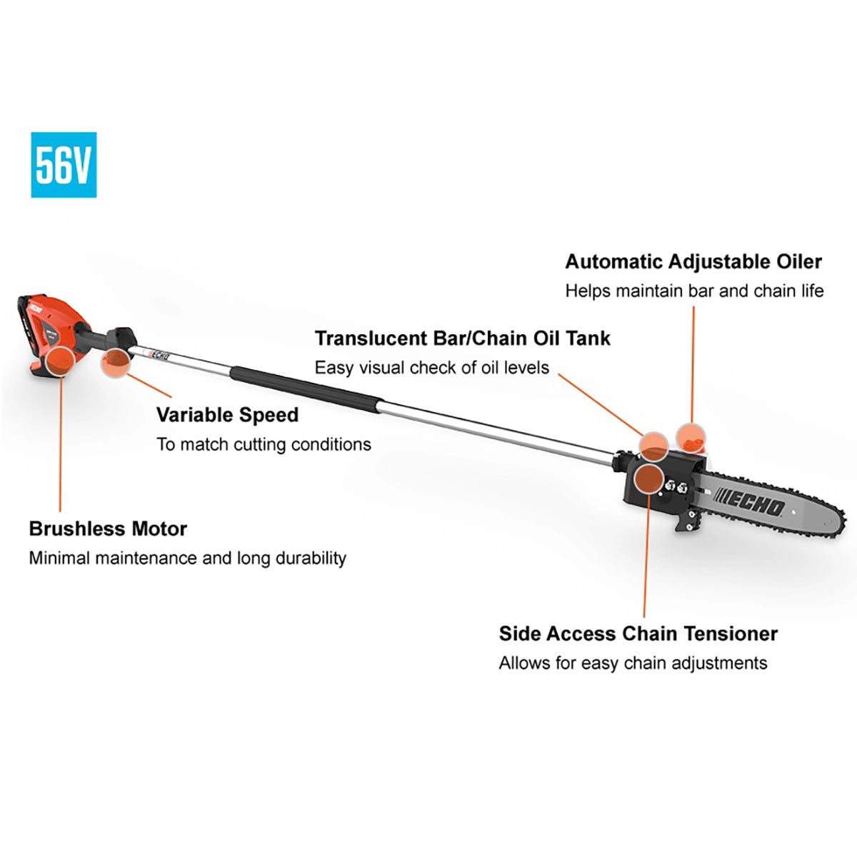 ECHO 56V 12' Fixed Length Pruner w/ 10" Bar (Tool Only)
