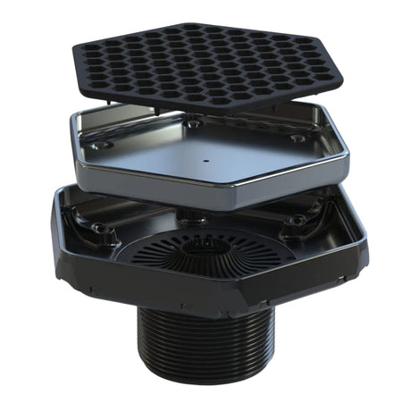 Tile-In Hex Drain - Polished Chrome