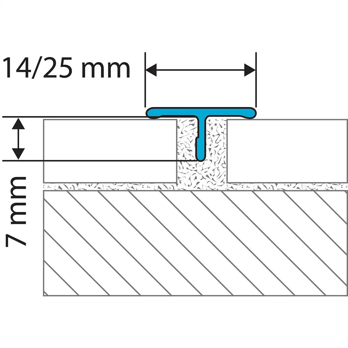 Laticrete T-Shape Profiles (TS1) Diagram