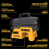 DeWalt 20V MAX 70000 BTU Cordless or Corded Forced Air Propane Heater