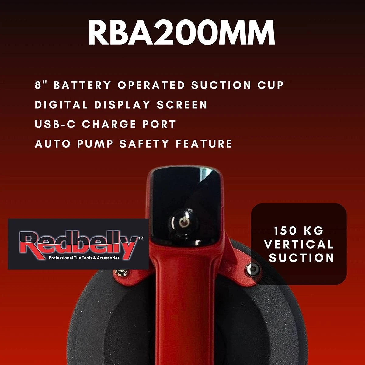 Redbelly 8" Auto Vacuum Suction Cup with auto air pump