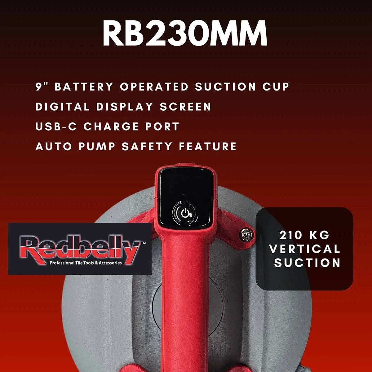 Redbelly 9" Automatic Vacuum Suction Cup with auto air pump