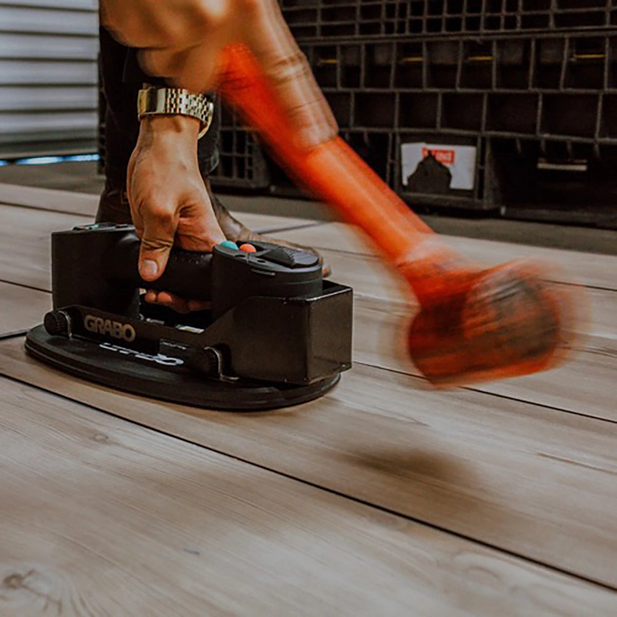 Grabo Impact Plate Accessory Designed with a thick, impact-resistant shield, it's designed to take direct hammer hits, allowing you to hit or adjust heavy, stuck materials like tile, stone, or pavers without damaging the tool