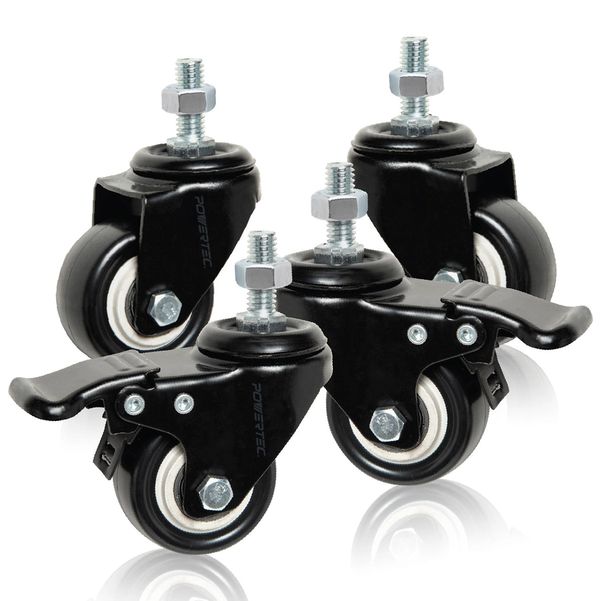 Powertec 2" Caster Wheels Set With Stem Casters