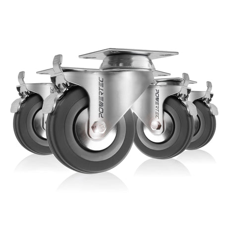 Powertec 3" Dual Locking Swivel Caster Wheels Set