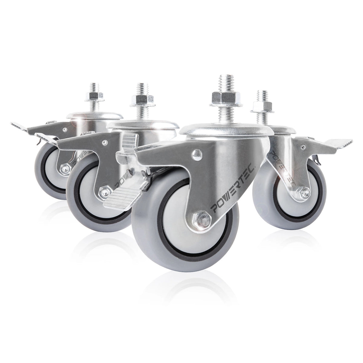Powertec 3" Threaded Stem Caster Wheels Set