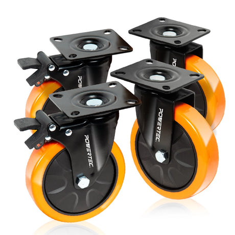 Powertec 6" Heavy Duty Swivel Caster Wheels Set
