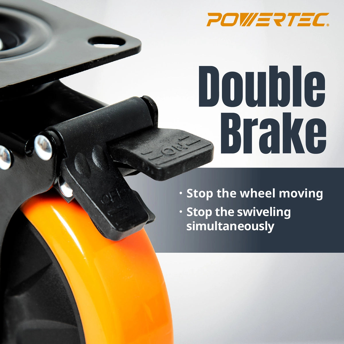 Powertec 6" Heavy Duty Swivel Caster Wheels Set with Double Brakes