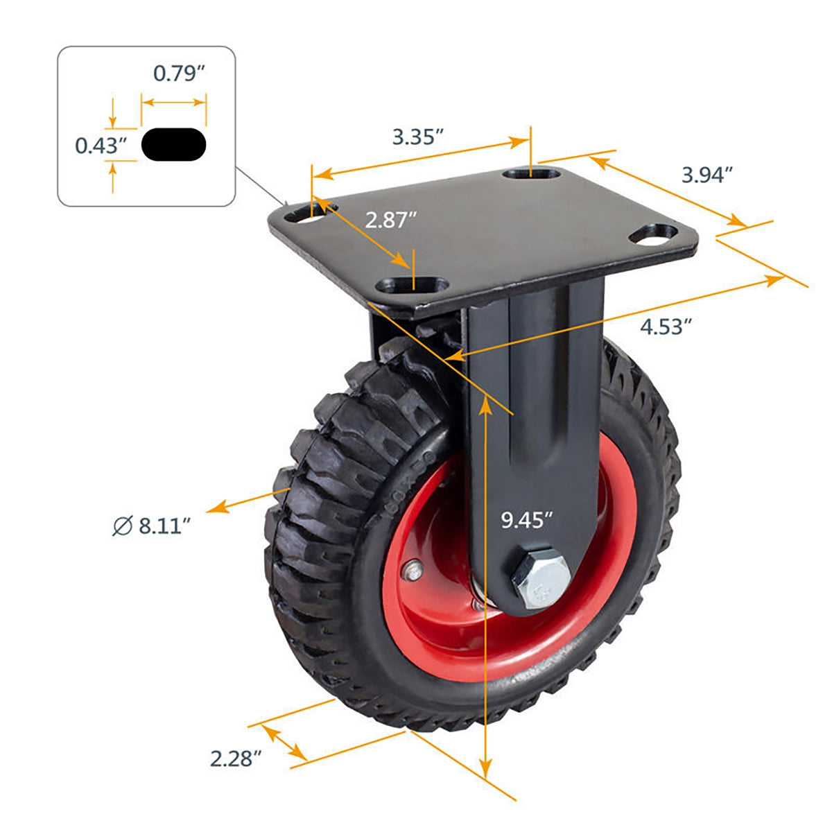 Powertec 8" Heavy Duty Caster Wheels Specs