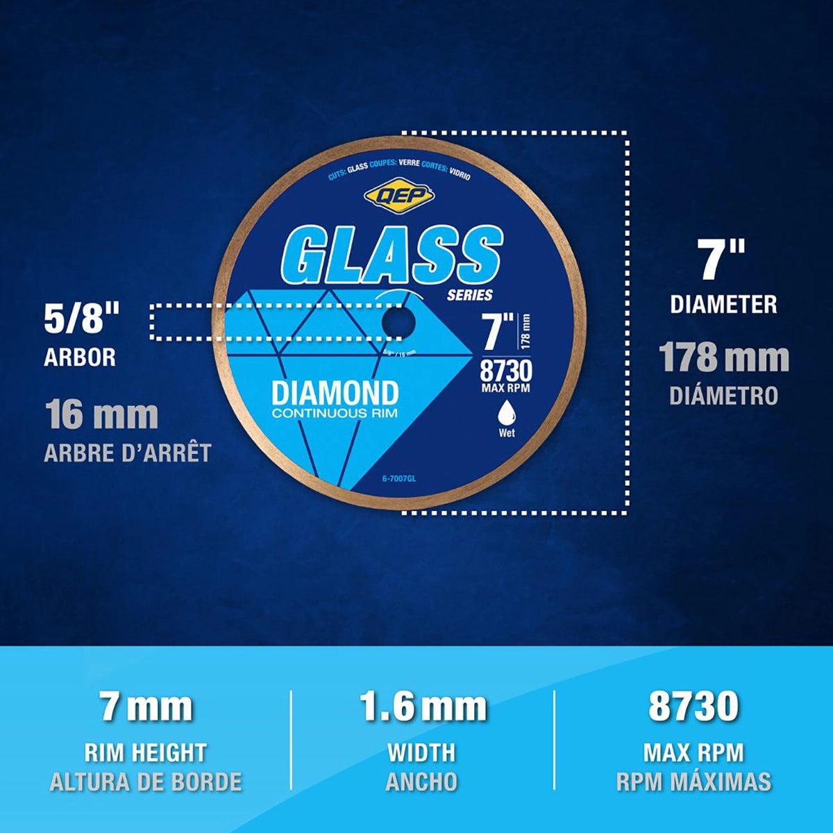 QEP Glass Series Diamond Blades 7"