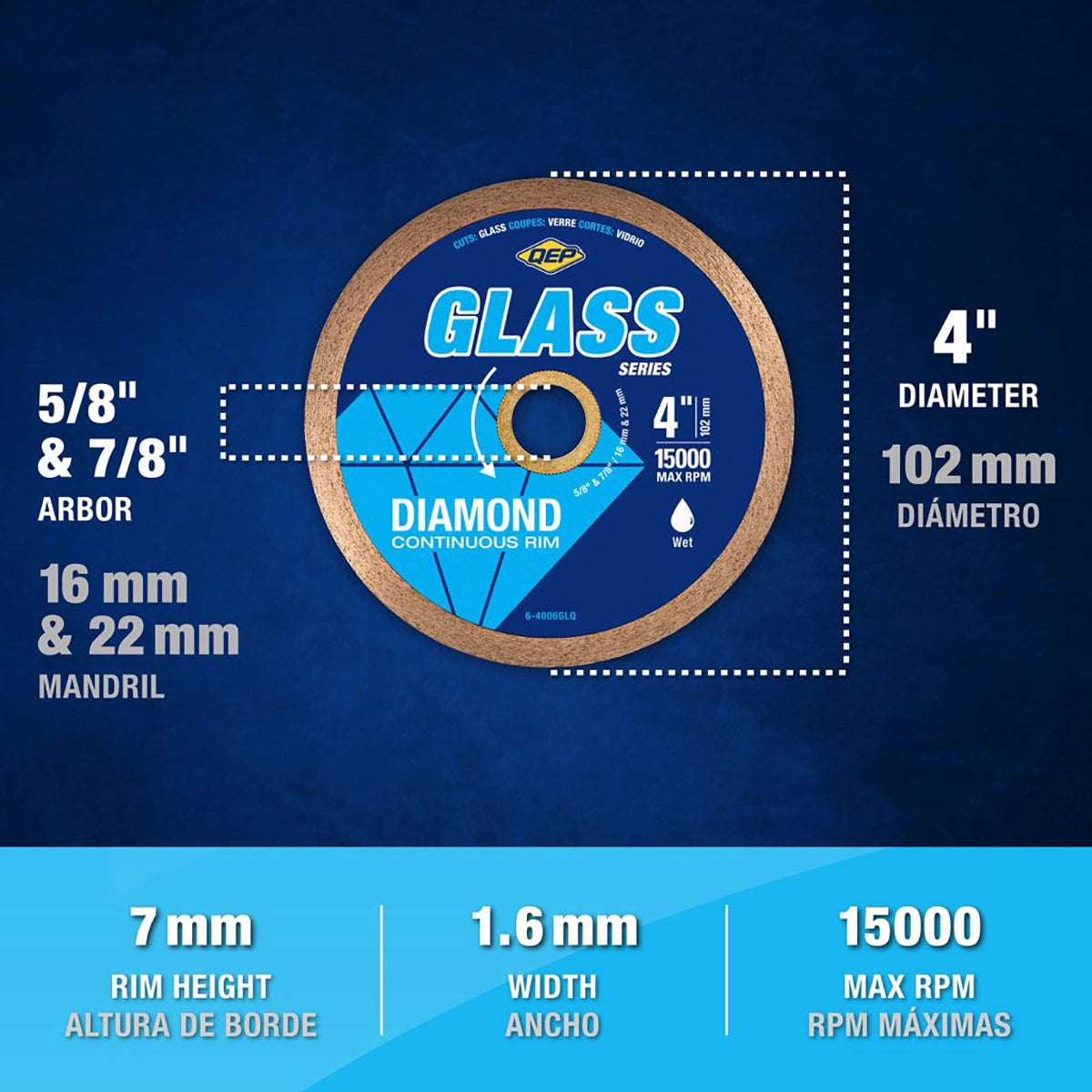 QEP Glass Series Diamond Blades 4"