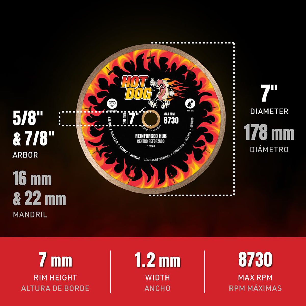 QEP Hot Dog Blade 7"