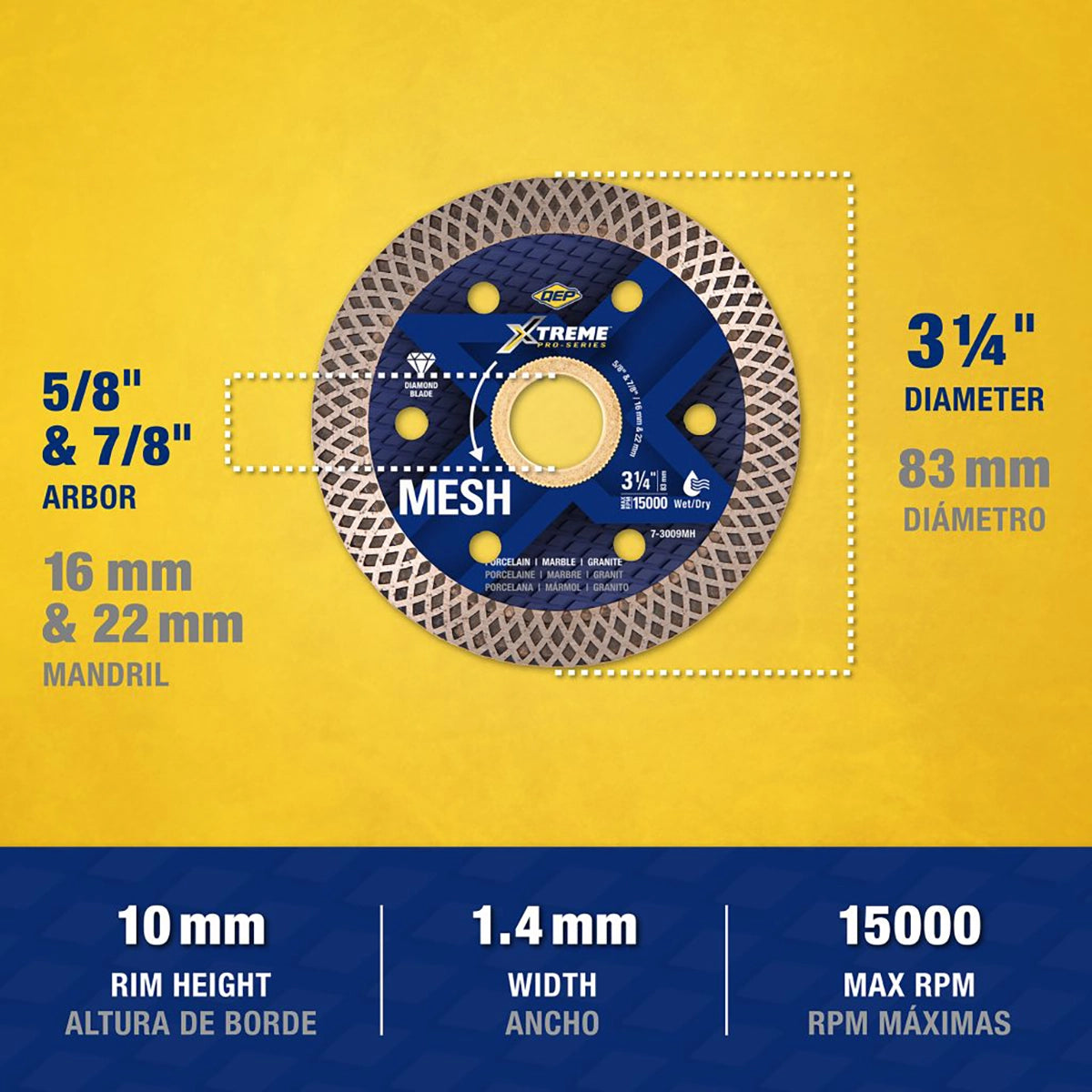 QEP Xtreme Pro Series Mesh Diamond Blades 3-1/4"