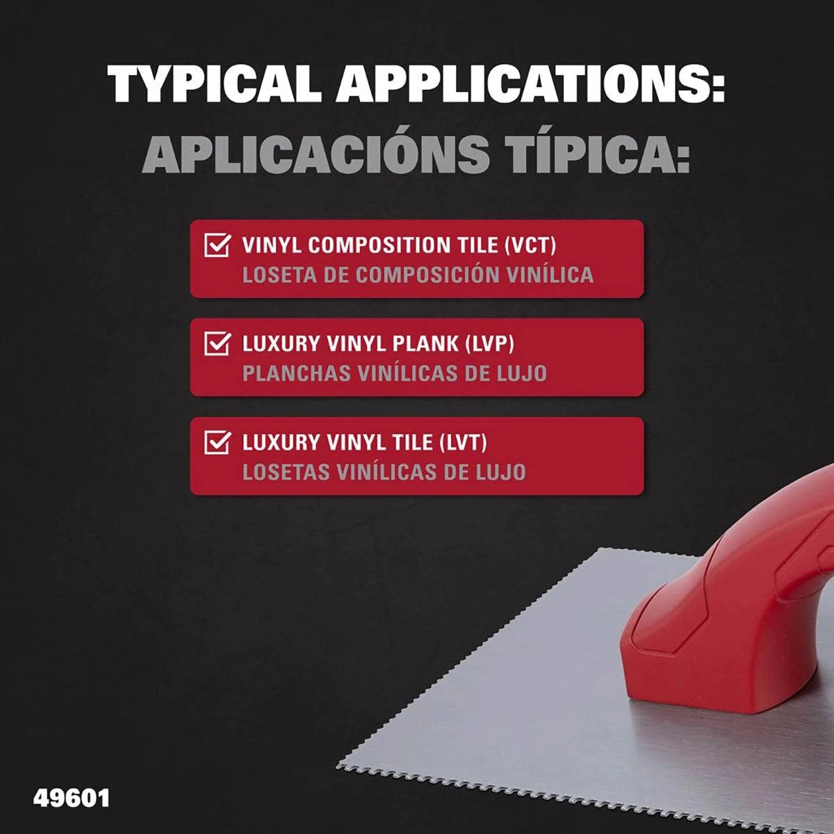 Roberts D-Handle Trowels featuring square and U-shaped notches for precise tile adhesive application.
