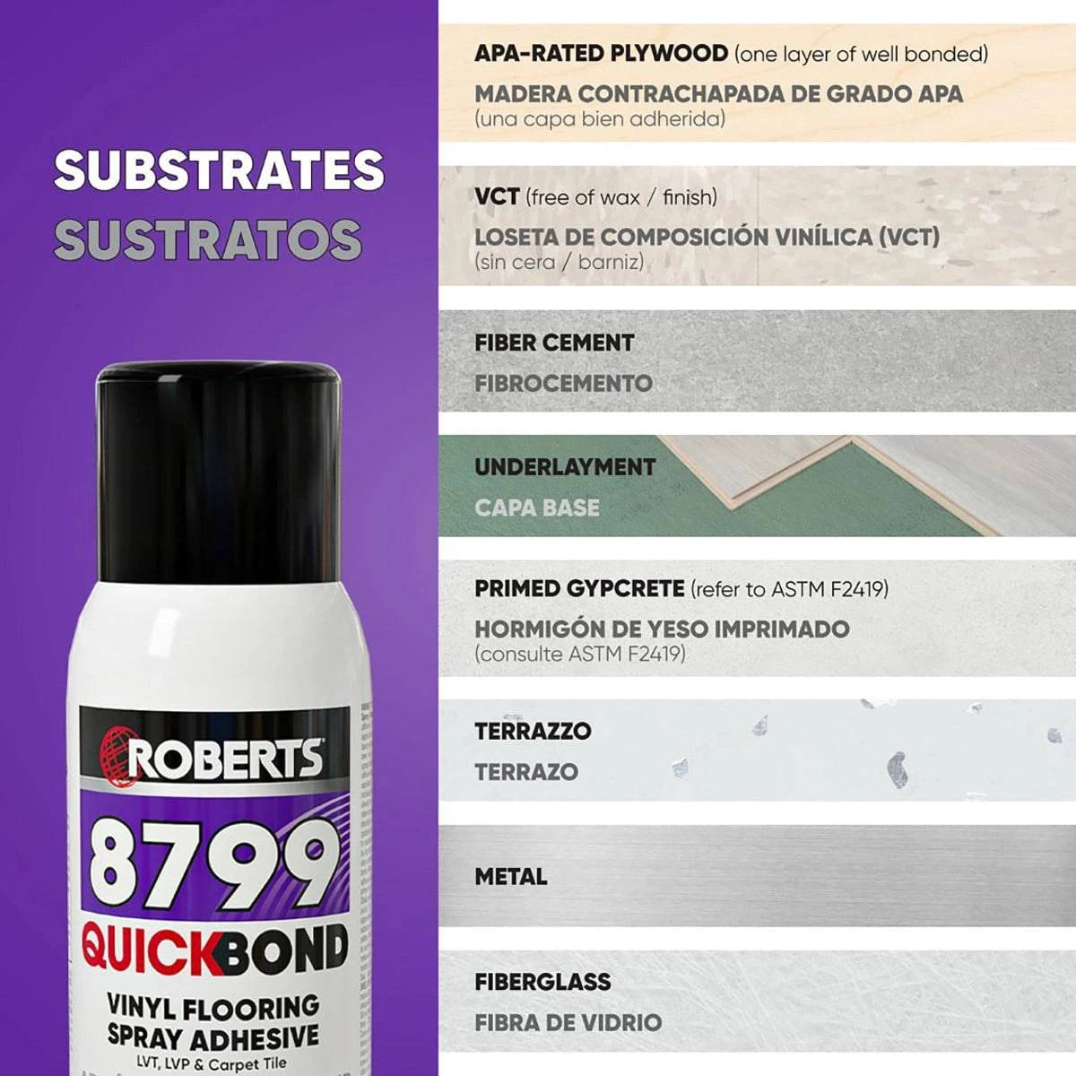 Roberts Quickbond Vinyl Spray Adhesive for many substrates