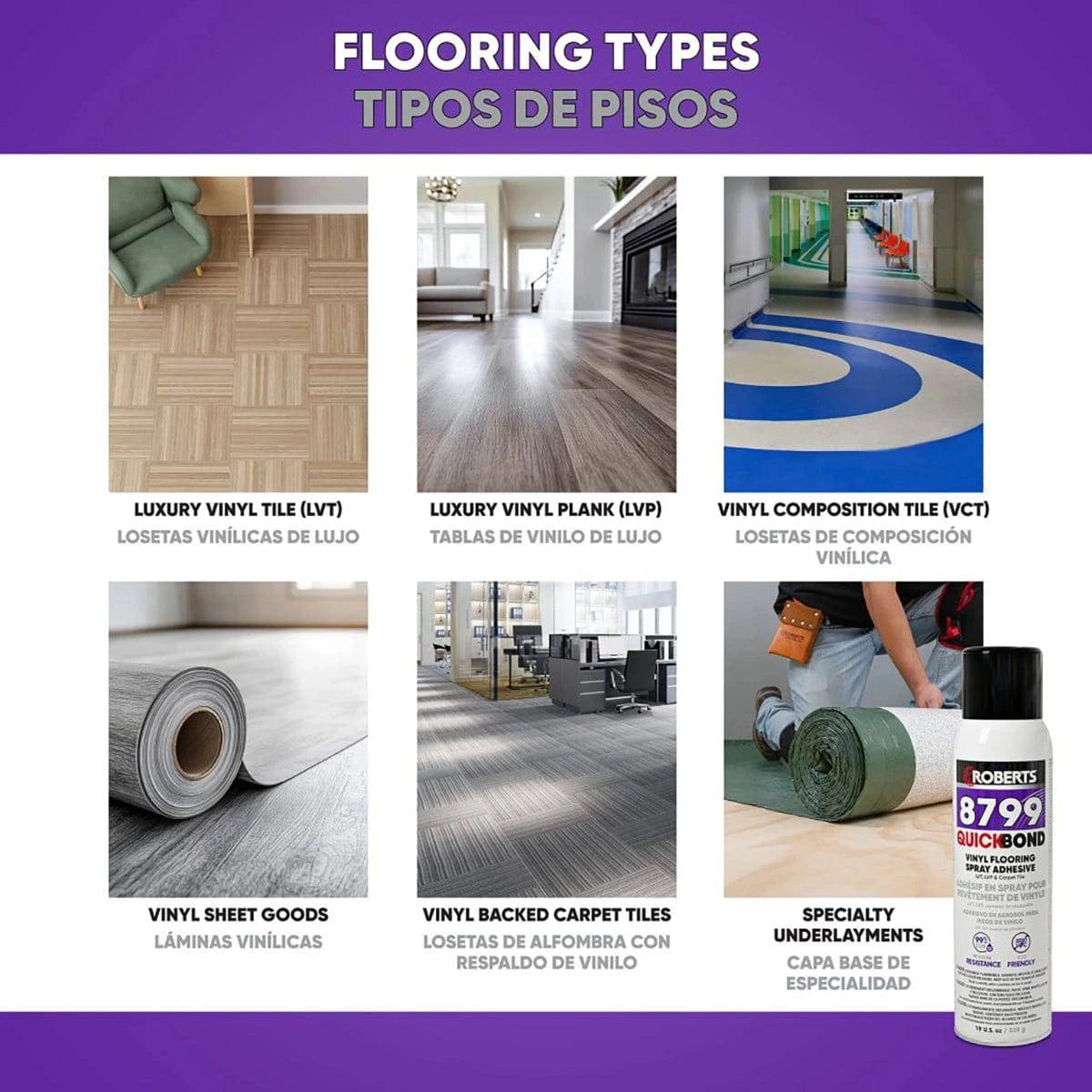 Roberts Quickbond Vinyl Spray Adhesive Flooring Types