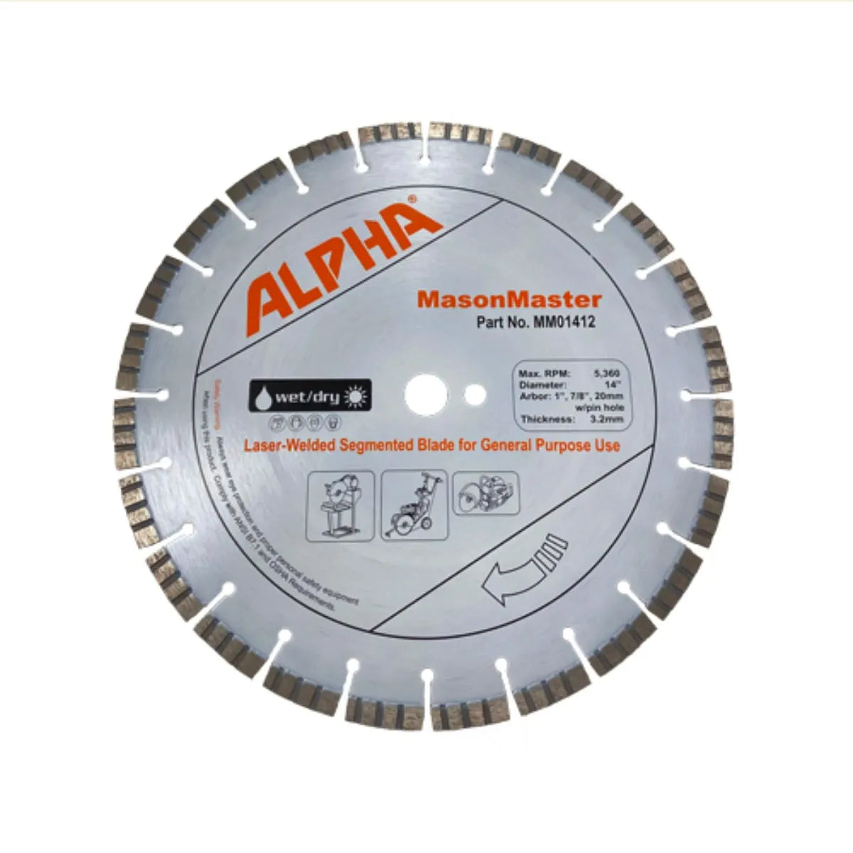 alpha MasonMaster General Purpose Blades, masonry blades, concrete cutting disc, wet/dry blades,