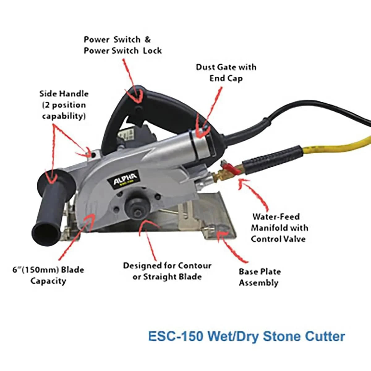 ESC-150 Alpha 6 in Electric Wet/Dry Stone Cutter - Specifications
