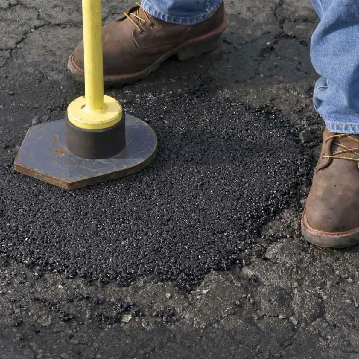 quick dry concrete hole filler, fill a pothole, coarse gravel bucket, eco friendly asphalt repair mix