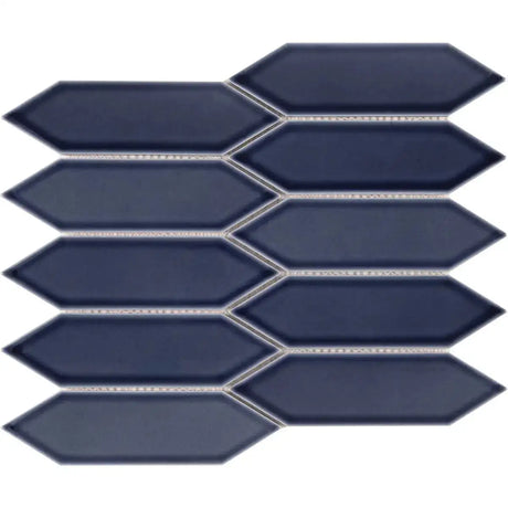 Interceramic Elegant Blue Mosaic Tile Picket Glossy 10" x 12" Sheet