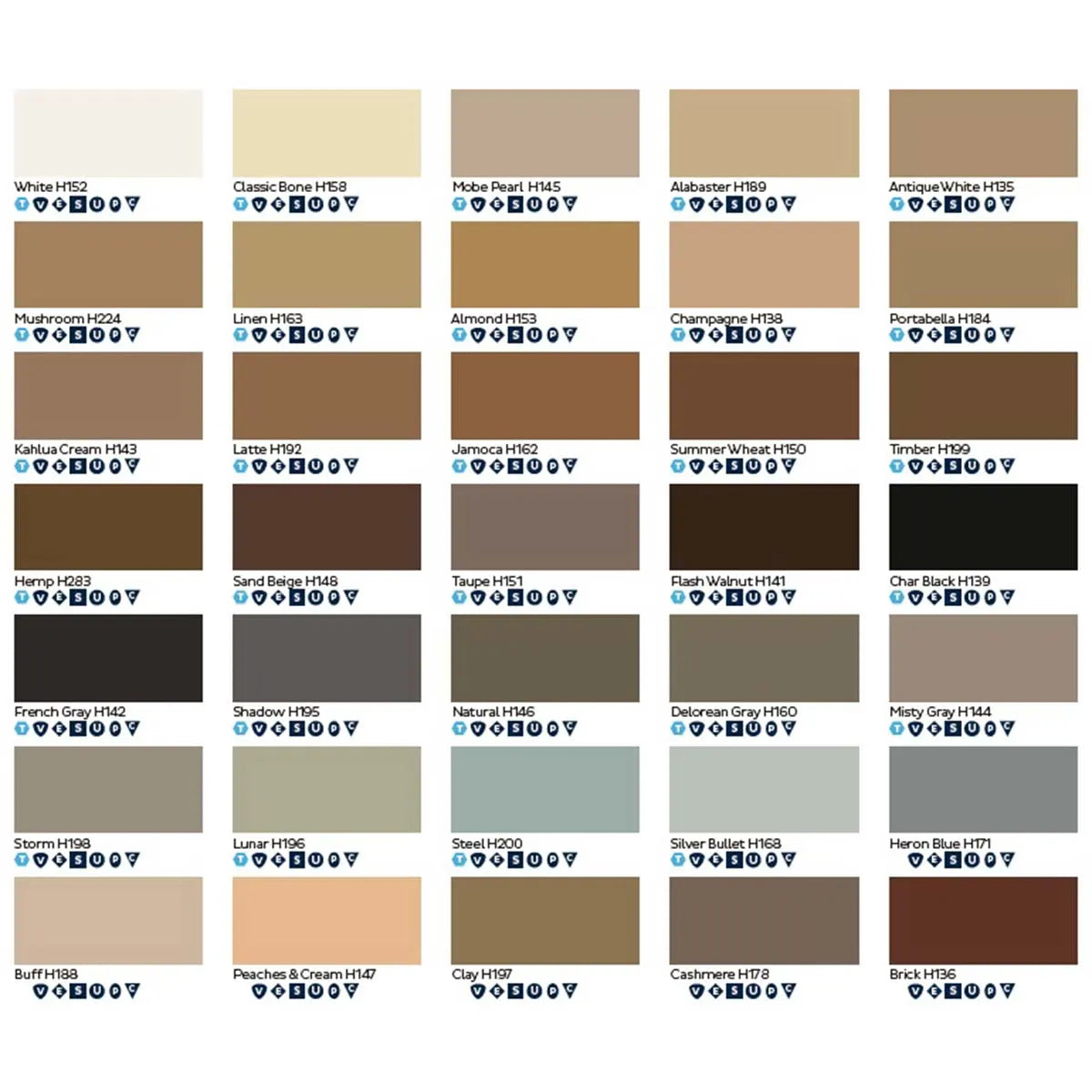 Bostik Pure Silicone tube Color Chart
