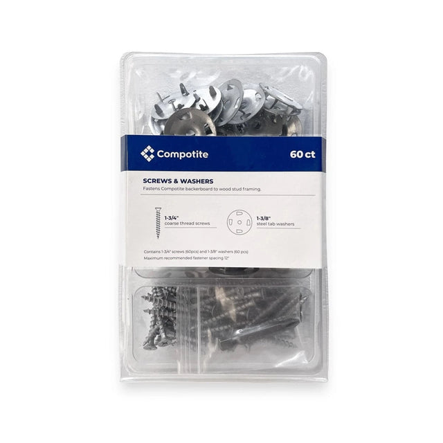 Cement Foam Backer Board Screws & Washers 60 pc